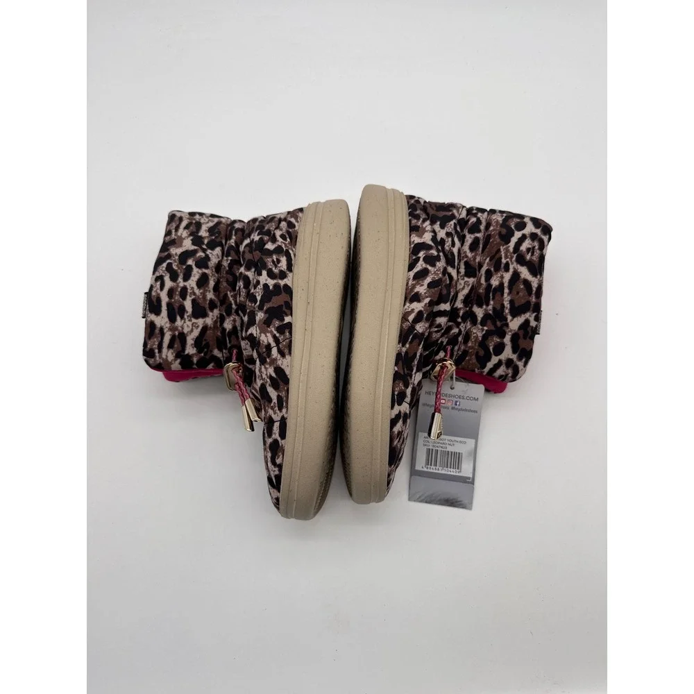 Hey Dude Girls Size‎ 1 Margot Youth Eco Leopard Nut Animal Print bungee NWT